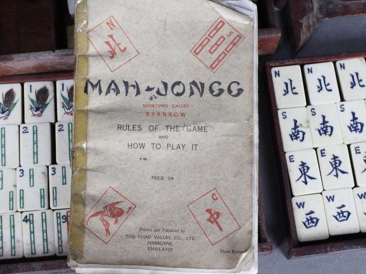 A vintage Mahjong set, wooden case with five drawers housing bone and bamboo tiles, - Image 5 of 16