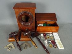 Masonic Interest - A Masonic ballot box with voting balls, block and gavels, jewels and similar.