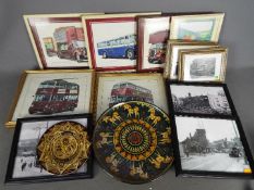 Transportation Interest - A collection of framed pictures and photographs of buses and coaches.