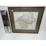 Westmorland vintage Map in frame, together with a Winged Heart decorative mirror.