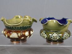 Two small Doulton Lambeth bowls one with applied sea shell style decoration and one similar,