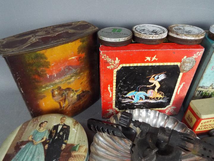 Lot to include vintage tins, plated ware, vintage blow torch, hip flask and similar. - Image 4 of 5