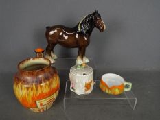 Lot to include a Shelley Harmony jug, Beswick Shire Horse, Crown Devon jam pot,