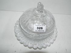 A glass Queen Victoria's jubilee butter dish,