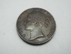 Silver Coin - Victorian Crown, 1844, young head, VIII, star stop edge.