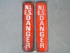 Two vintage enamel Danger signs for the Northern Ireland Electricity Service, approximately 30.