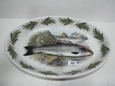 A ceramic Portmeirion serving dish depicting salmon,