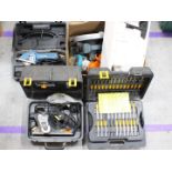 A collection of tools to include electric planer, circular saw, power drill,