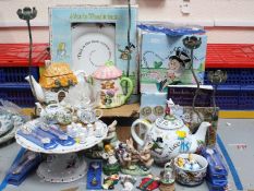Lot to include Alice In Wonderland themed ceramics and other items, novelty teapots, glassware,