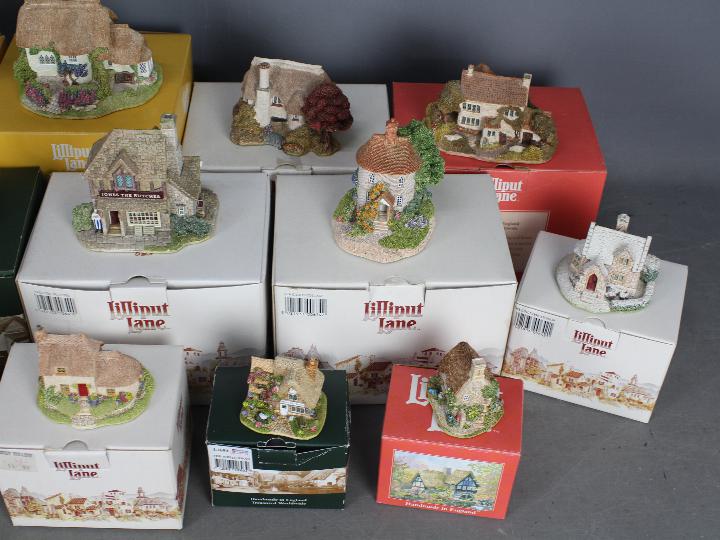 Thirteen boxed Lilliput Lane models to include Tea Caddy Cottage, Jones The Butcher, Pussy Willow, - Image 3 of 4