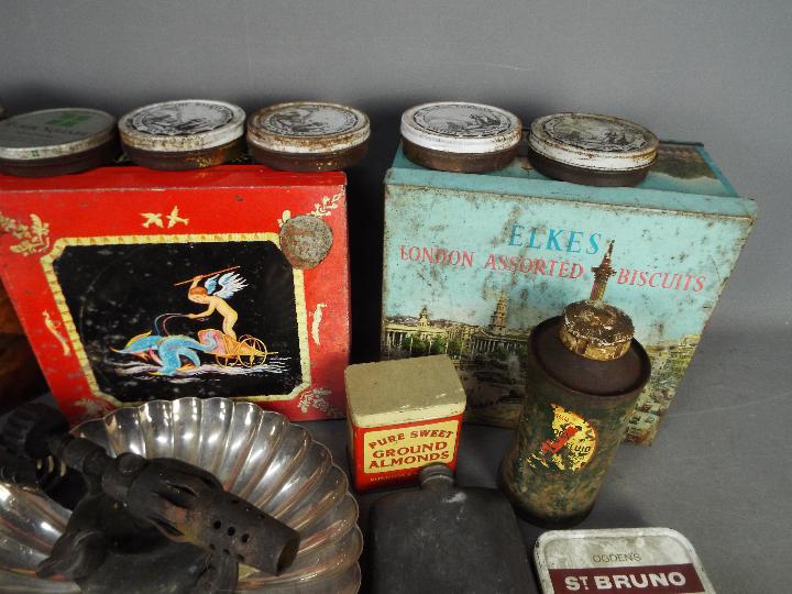 Lot to include vintage tins, plated ware, vintage blow torch, hip flask and similar. - Image 5 of 5