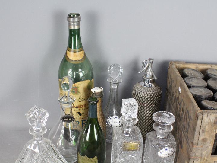 Lot to include decanters, bottle labels, vintage soda syphon, vintage bottles and other. - Image 3 of 3