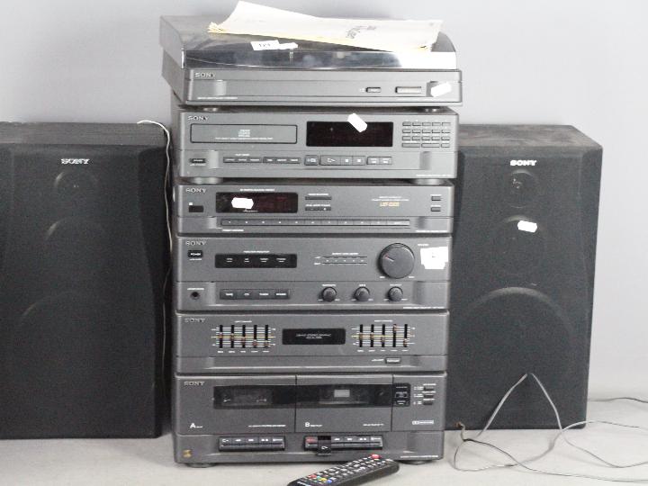 Sony stereo equipment including turntable and a Samsung 22" television. - Image 2 of 2