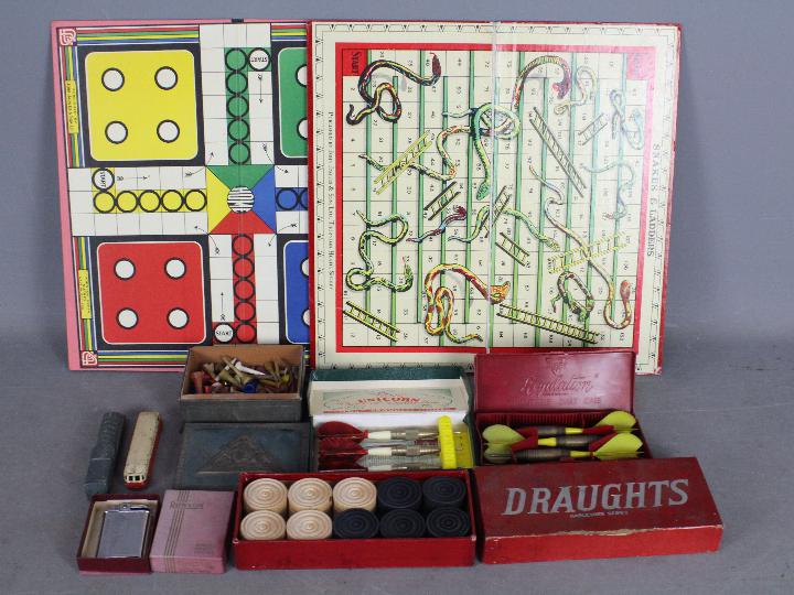 Lot to include vintage darts, Ronson lighter, Dinky toys and similar.