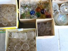 Five boxes of mixed glassware.