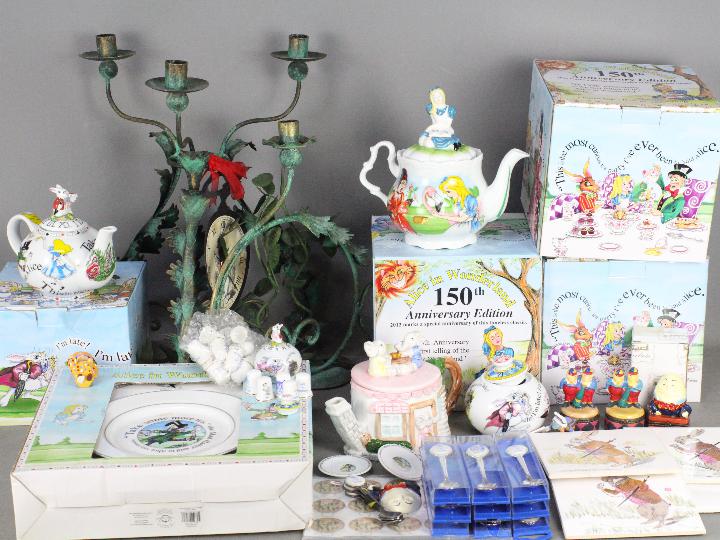 Lot to include Alice In Wonderland themed ceramics and other items, novelty teapots,