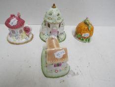 Four Coalport cottages, approx 14 cm