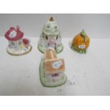 Four Coalport cottages, approx 14 cm