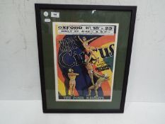 A framed circus poster, approx 54 cm (h)