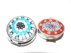 Two pill boxes, approx 4 cm