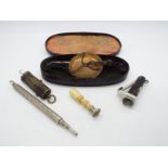 Mixed collectables to include small set of scales, bone handled seal stamp, cigar cutter,