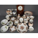 A collection of ceramics to include tea wares, Japanese also includes a wall clock.