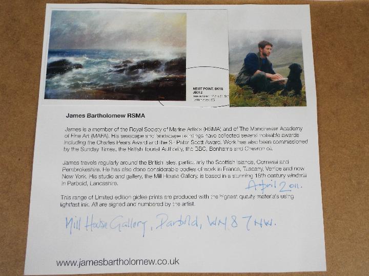 James Bartholomew RSMA - A limited edition print, seascape, titled verso Neist Point Skye, - Image 5 of 5