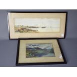 Lot to include a watercolour landscape scene depicting a Scottish loch,