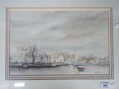 A watercolour and ink landscape scene signed and dated '92 by the artist David Webb,