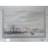 A watercolour and ink landscape scene signed and dated '92 by the artist David Webb,