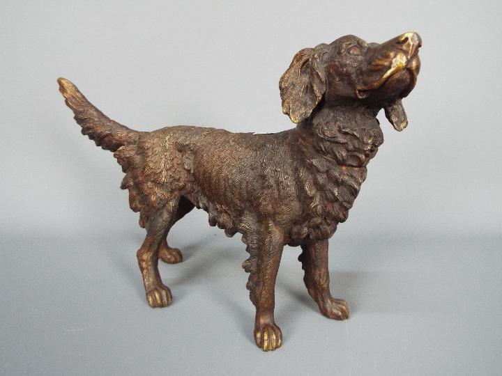 A cast metal, bronzed model of a Springer Spaniel, approximately 19 cm (h).