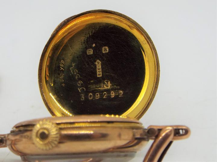 A lady's 9ct gold cased wristwatch on expanding bracelet marked Britannic 9ct (bracelet A/F), - Image 4 of 5