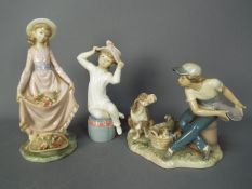 Lladro - Three figurines comprising Flowers In The Basket # 5027,