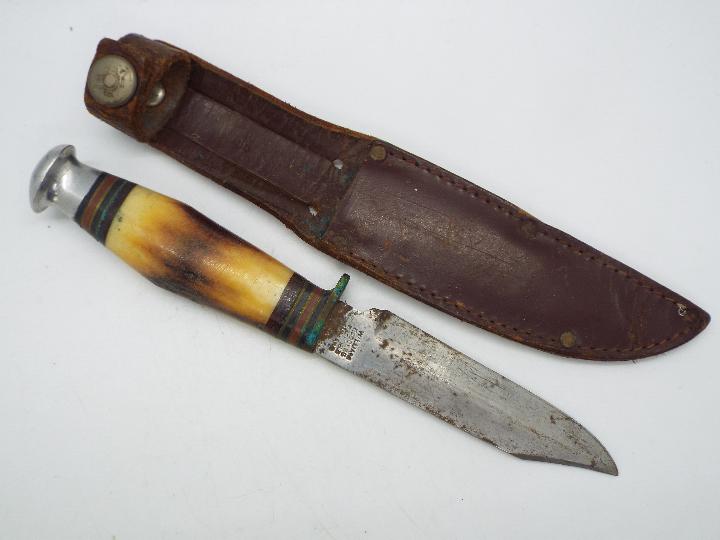 A Victorian Bowie knife by J Rodgers & Sons, Sheffield, with two piece stag horn grip, - Image 2 of 3