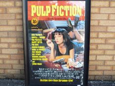 A framed film poster for the video release of Pulp Fiction,