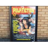 A framed film poster for the video release of Pulp Fiction,