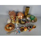 Mixed metalware, treen, trinket boxes and similar.