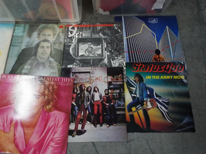 Two boxes of 12" vinyl records to include Status Quo, Rod Stewart, Cat Stevens, 10cc, Sad Cafe, - Image 3 of 5