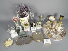 Lot to include various plated ware, Italian ceramic urn and golfing trophies.