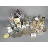 Lot to include various plated ware, Italian ceramic urn and golfing trophies.