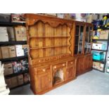 A pine kitchen dresser, approximately 199 cm x 152 cm x 47 cm.