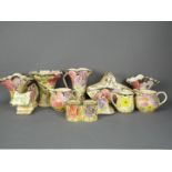 A quantity of Art Deco, Arthur Wood, ceramics with floral decoration and silvered rims,