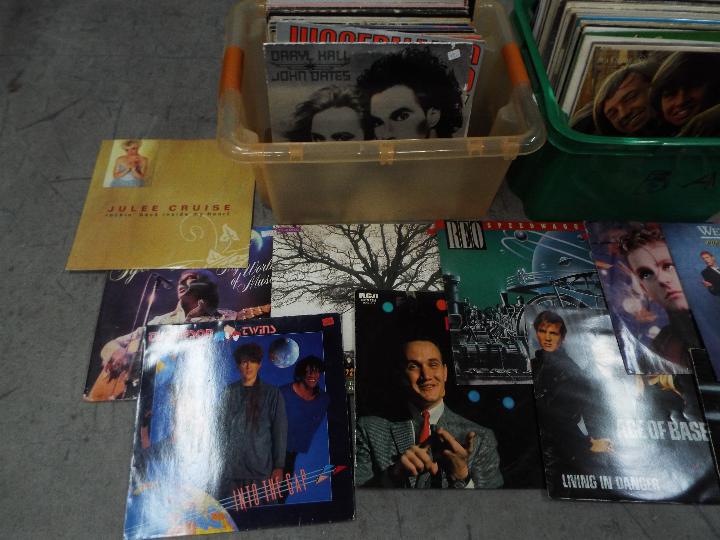 Two boxes of 12" vinyl records to include Erasure, Status Quo, Wet Wet Wet, The Monkees, - Image 2 of 5