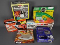 A collection of boxed tools to include a Michelin Hi Power Tyre Inflator,