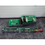 An Oregon PP350C electric chainsaw and a Gardenline battery hedge trimmer.
