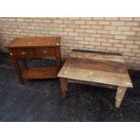 A twin drawer console table measuring approximately 75 cm x 80 cm x 40 cm and a pine,