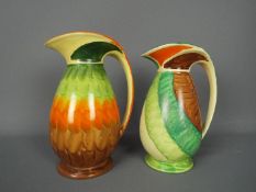 Two Myott, Art Deco, Chicken Neck jugs, each with British American Glass Co Ltd backstamps,