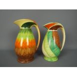 Two Myott, Art Deco, Chicken Neck jugs, each with British American Glass Co Ltd backstamps,