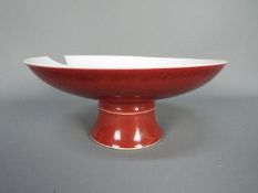A Chinese sang de boeuf stem bowl / tazza, approximately 9 cm (h) and 20.