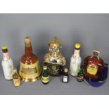 Lot to include a 500ml bottle of Crown Royal whisky 80 proof, 1974, a small quantity of miniatures,